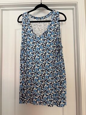 Lane Bryant Blue and White Floral Tank Top